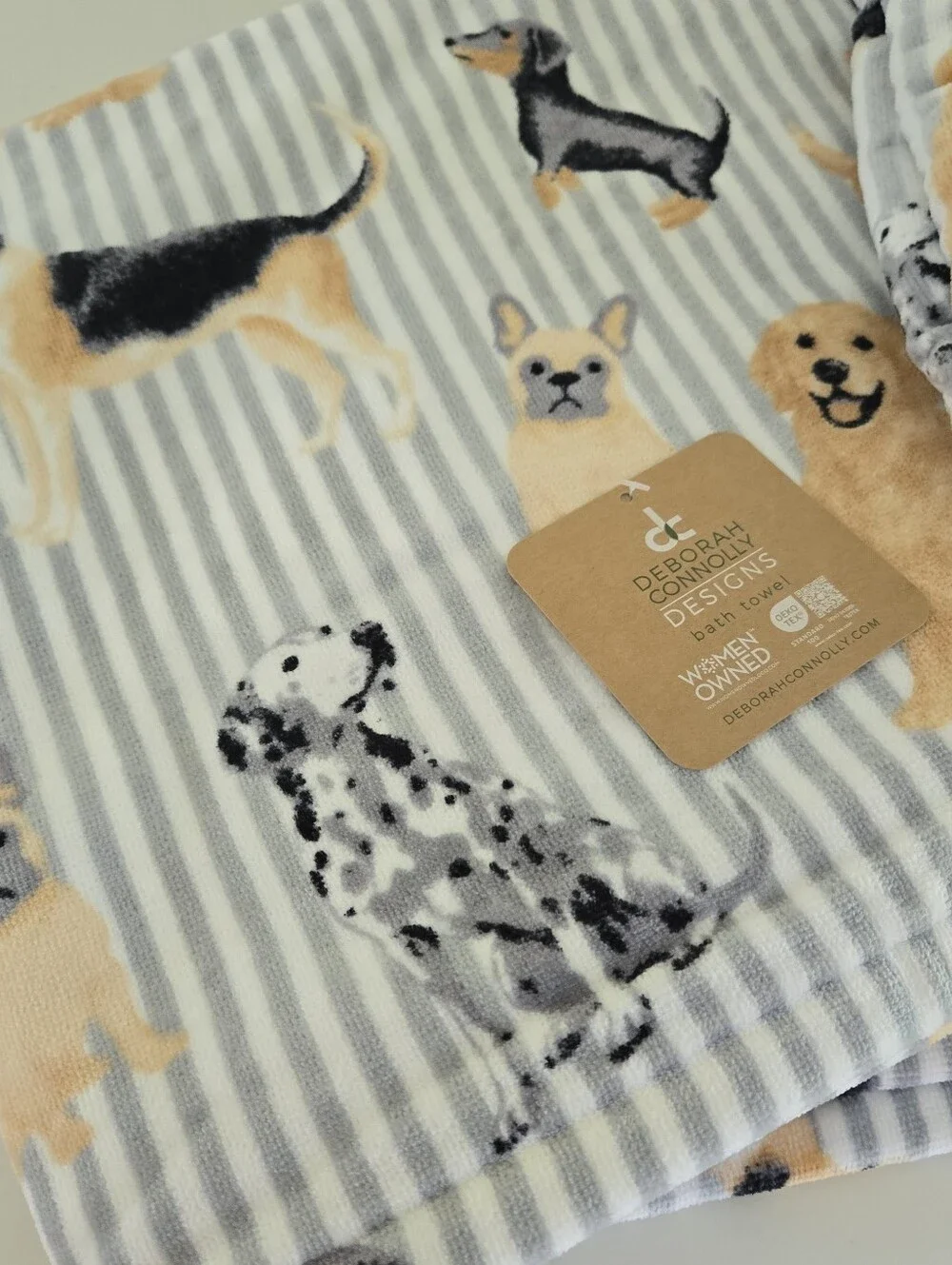DOG PRINT Bath Towels & Hand Towel Set Deborah Connolly New With Tags Dogs
